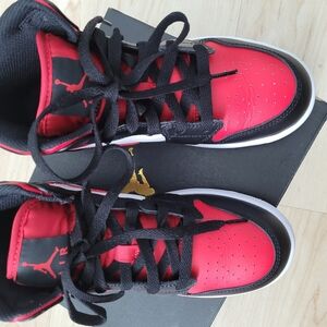 Jordan Kids Red and Black High-Top Sneakers